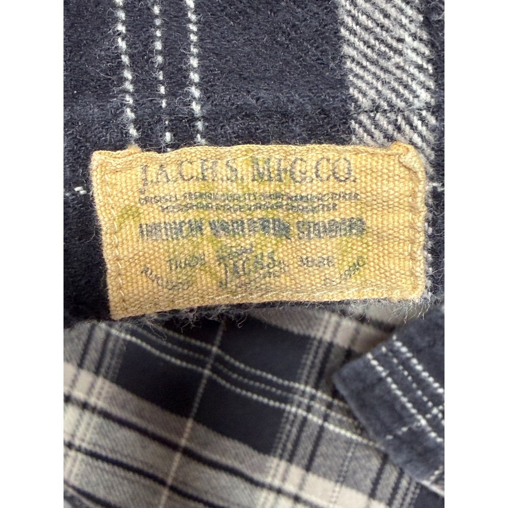 Jachs Mens XL Flannel Shirt Black White Plaid Long Sleeve Button Down Pockets - Picture 10 of 13